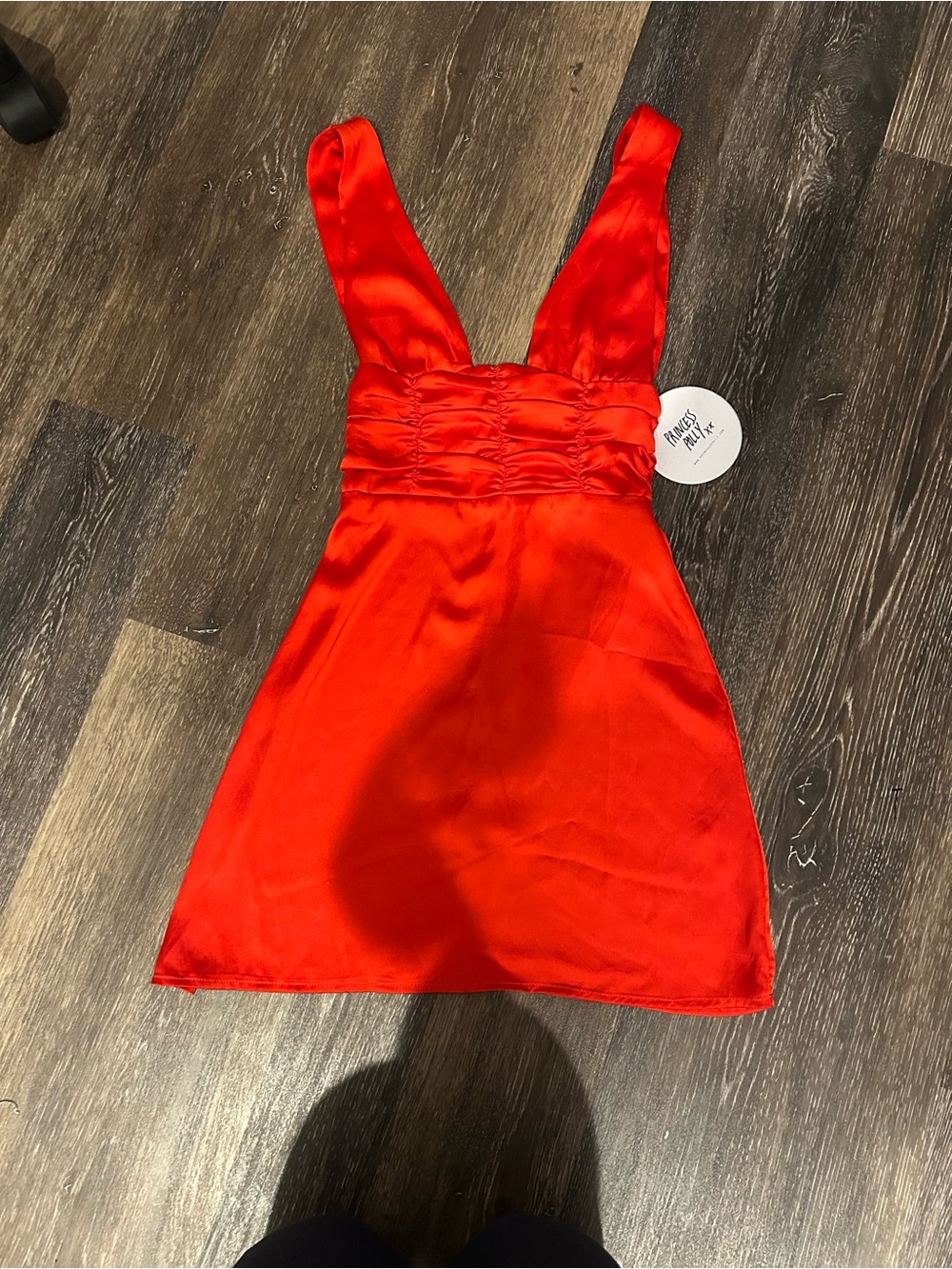 Princess Polly Red Satin V-Neck Mini Dress